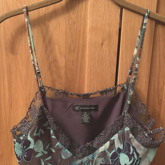 Multi color adjustable strap beaded trim camisole - Picture 2 of 8